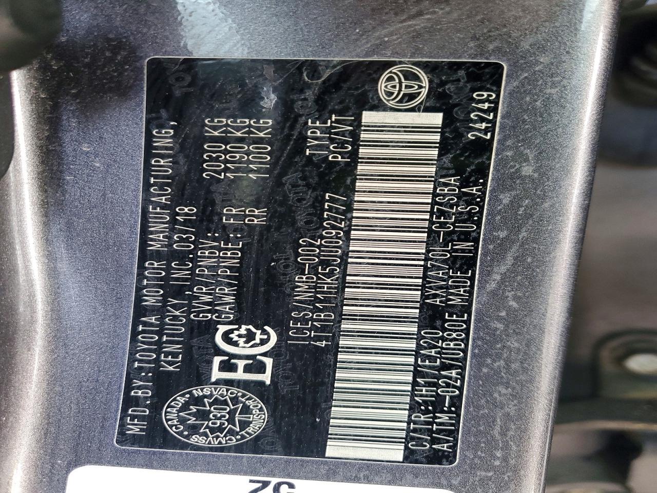 2018 Toyota Camry L - zdjęcie 12