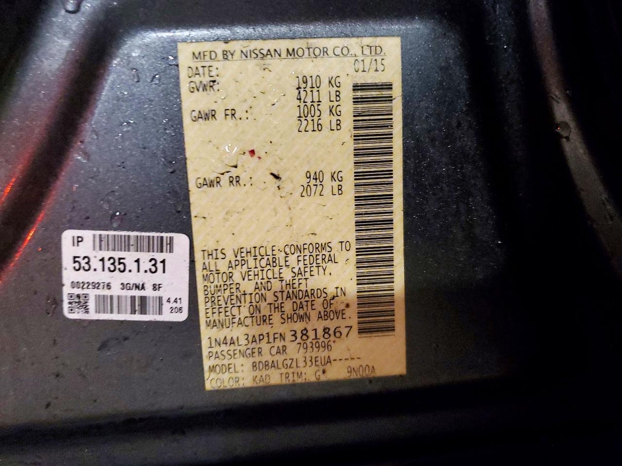 2015 Nissan Altima 2.5 S - zdjęcie 13