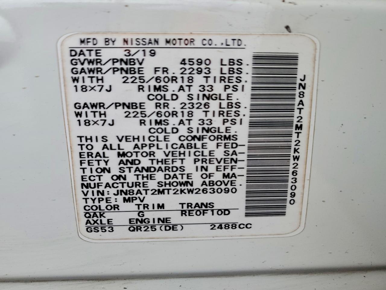 2019 Nissan Rogue Sv - zdjęcie 14