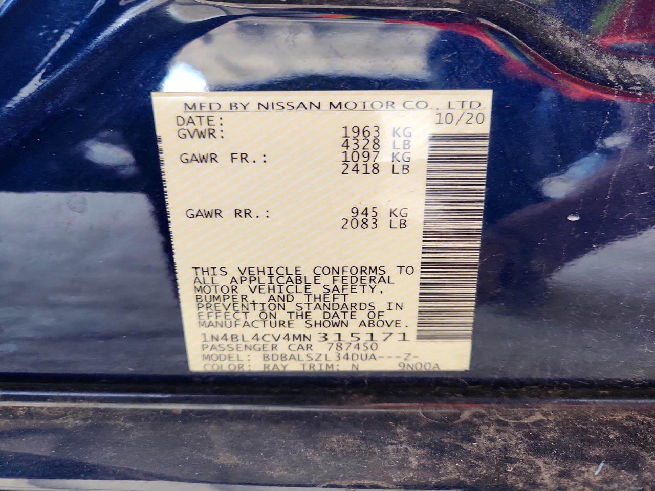 2021 Nissan Altima 2.5 Sr - zdjęcie 12