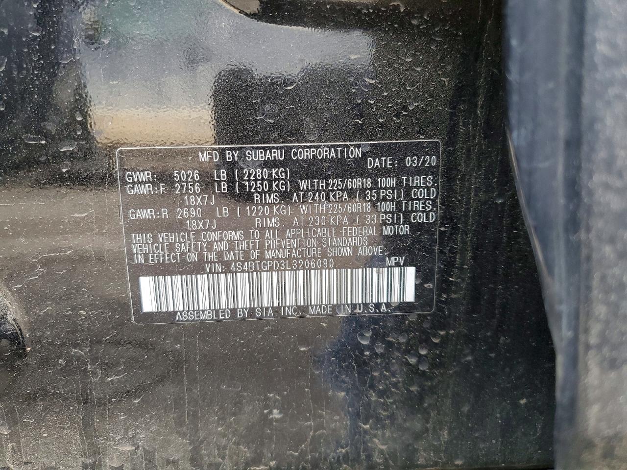 2020 Subaru Outback Touring Ldl - zdjęcie 12