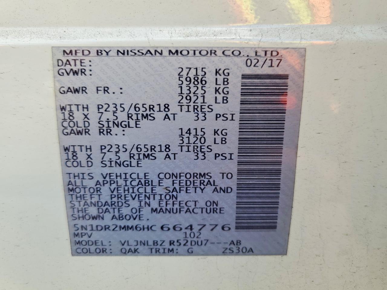 2017 Nissan Pathfinder S - zdjęcie 14