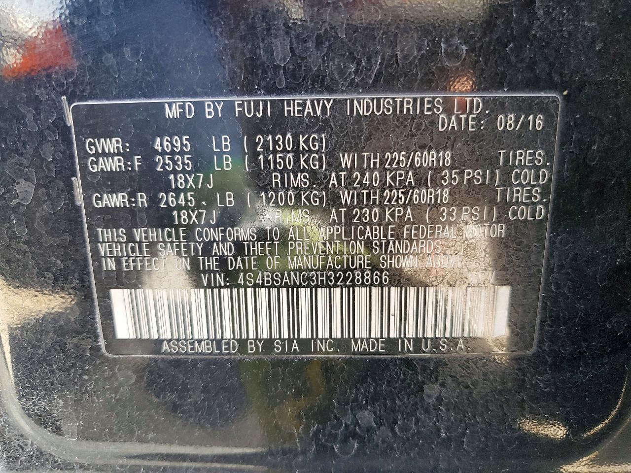 2017 Subaru Outback 2.5I Limited - zdjęcie 13