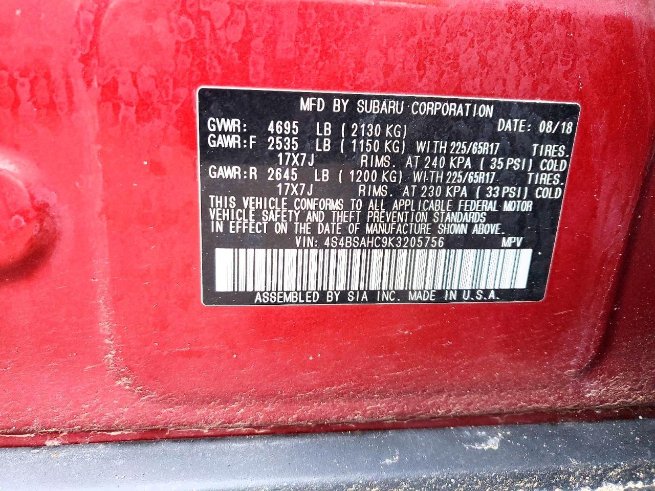 2019 Subaru Outback 2.5I Premium - zdjęcie 13