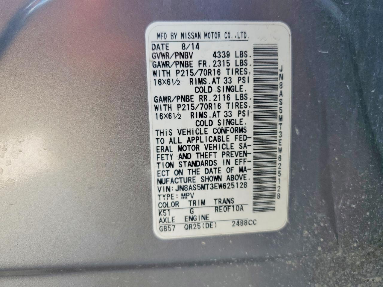 2014 Nissan Rogue Select S - zdjęcie 13