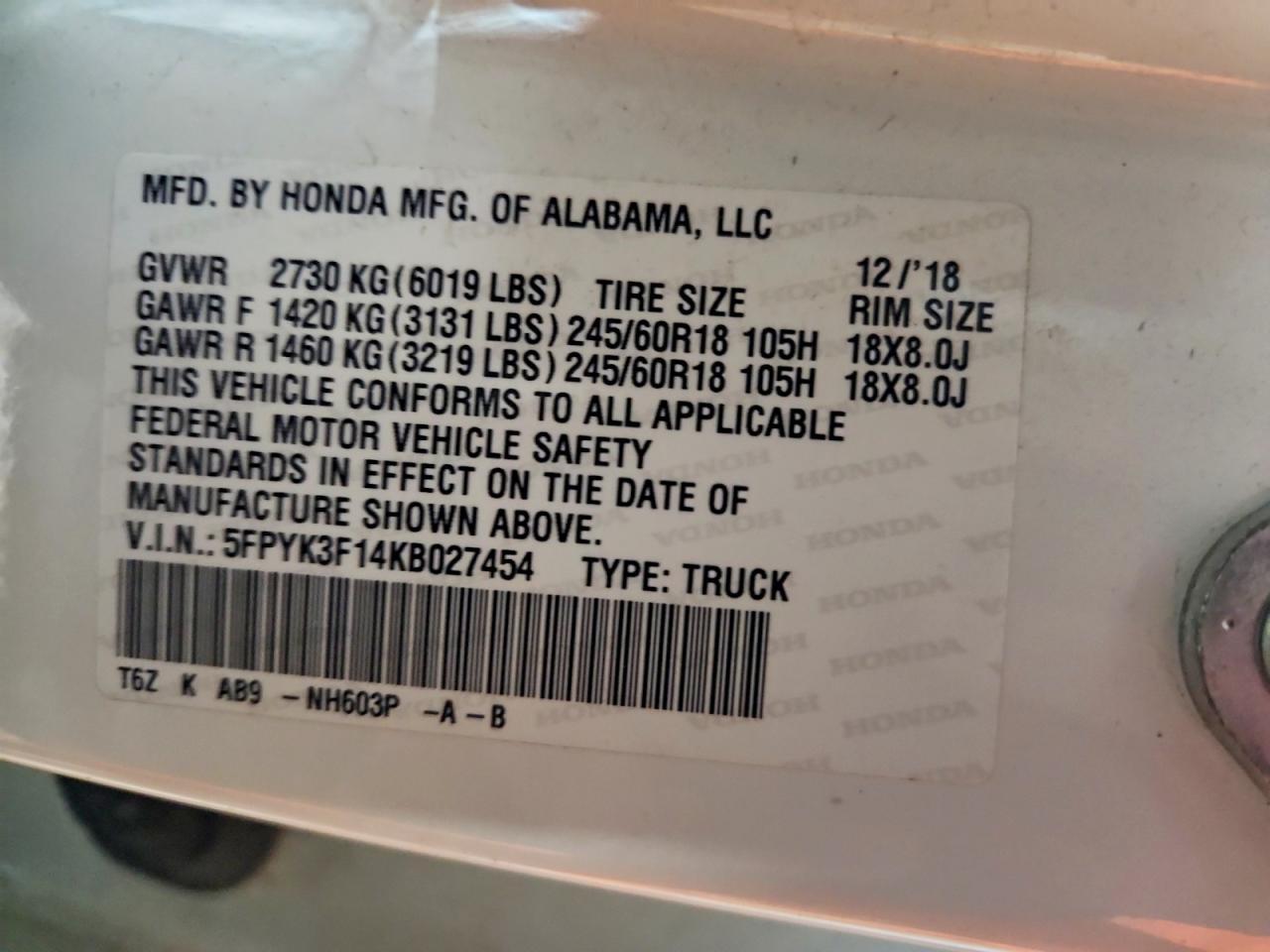 2019 Honda Ridgeline Sport - zdjęcie 12