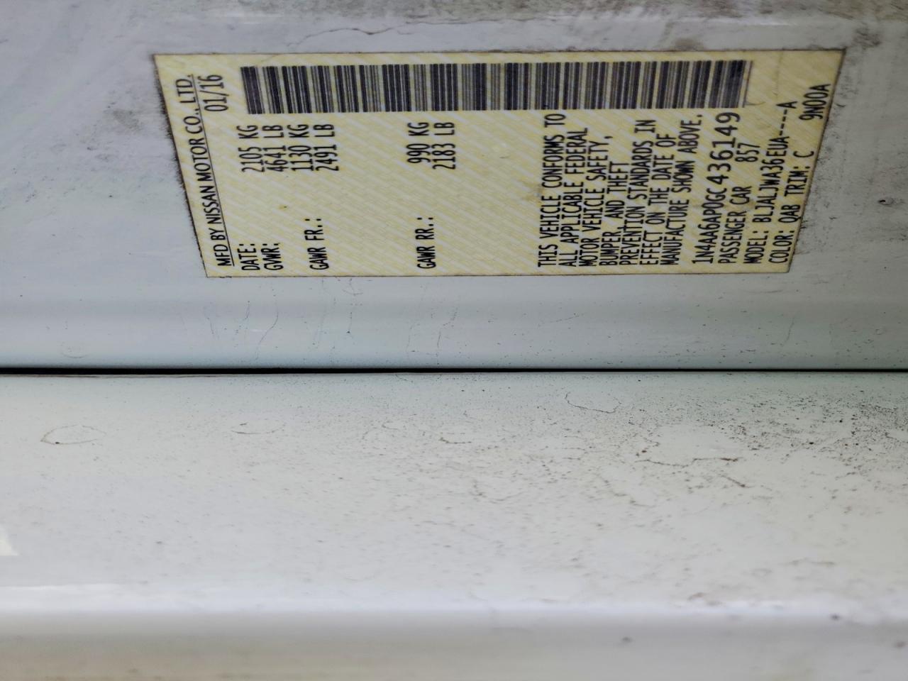 2016 Nissan Maxima 3.5 Sv - zdjęcie 12