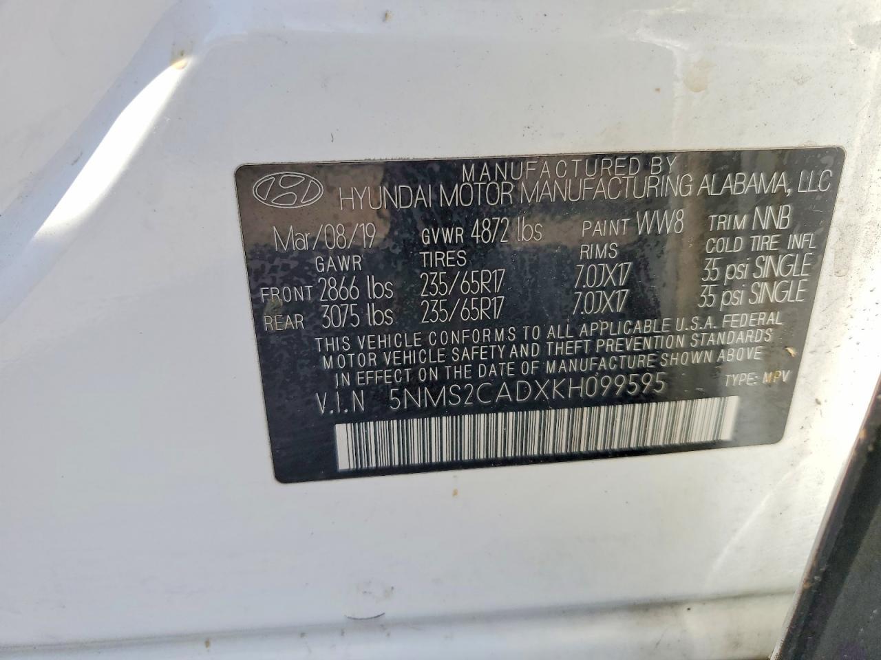 2019 Hyundai Santa Fe Se 2.4L - zdjęcie 13