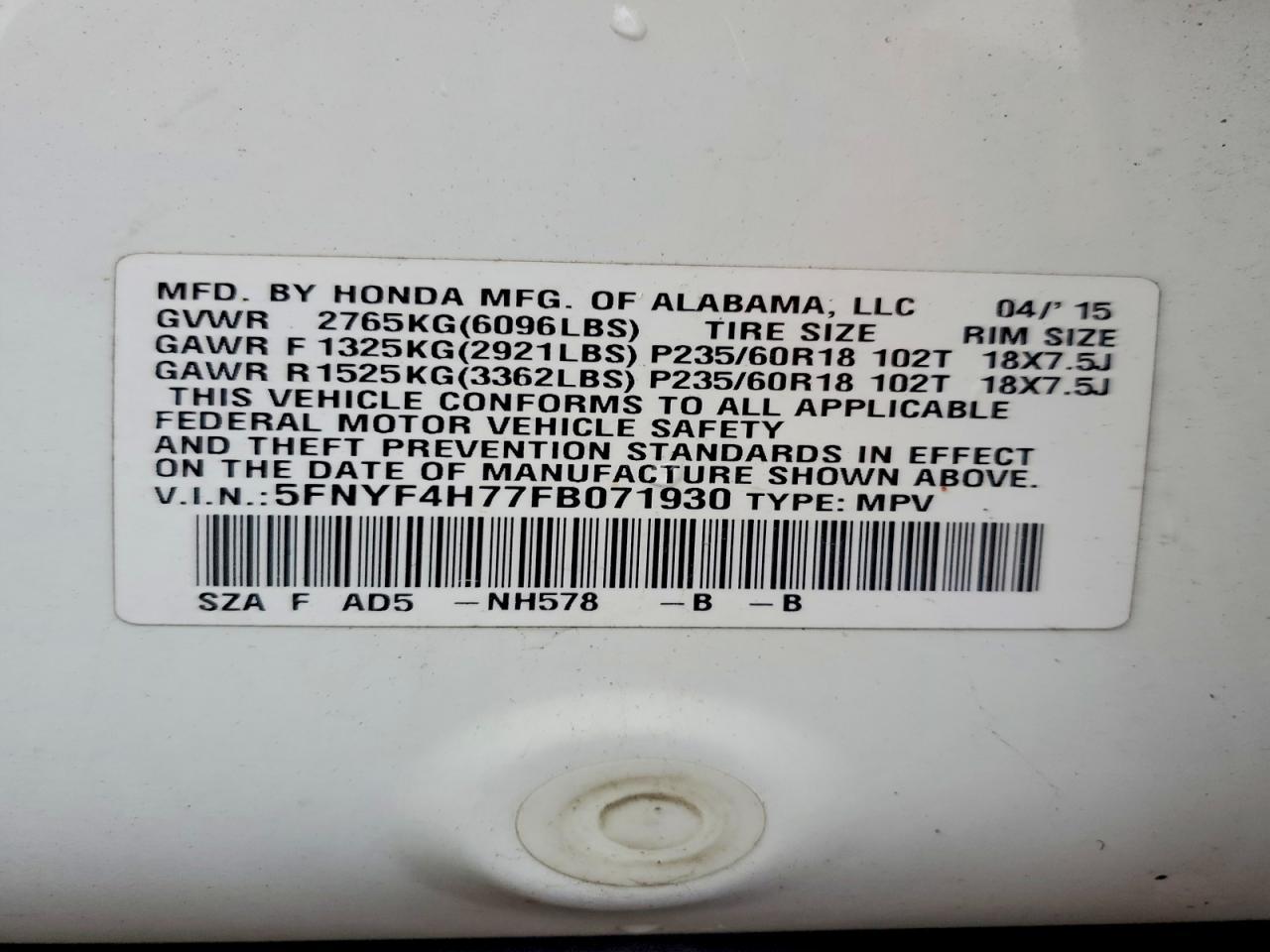 2015 Honda Pilot Exln - zdjęcie 13