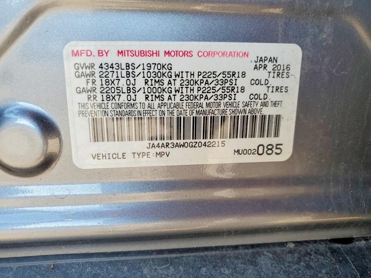 2016 Mitsubishi Outlander Sport Es - zdjęcie 13