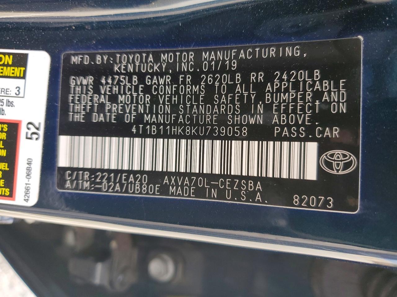 2019 Toyota Camry Se - zdjęcie 12
