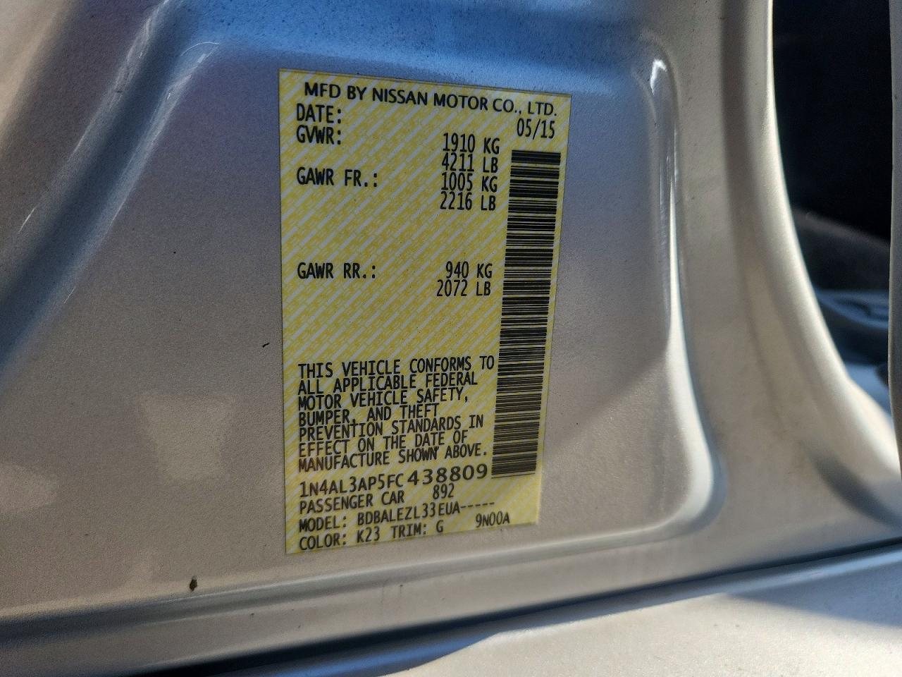 2015 Nissan Altima 2.5 S - zdjęcie 12