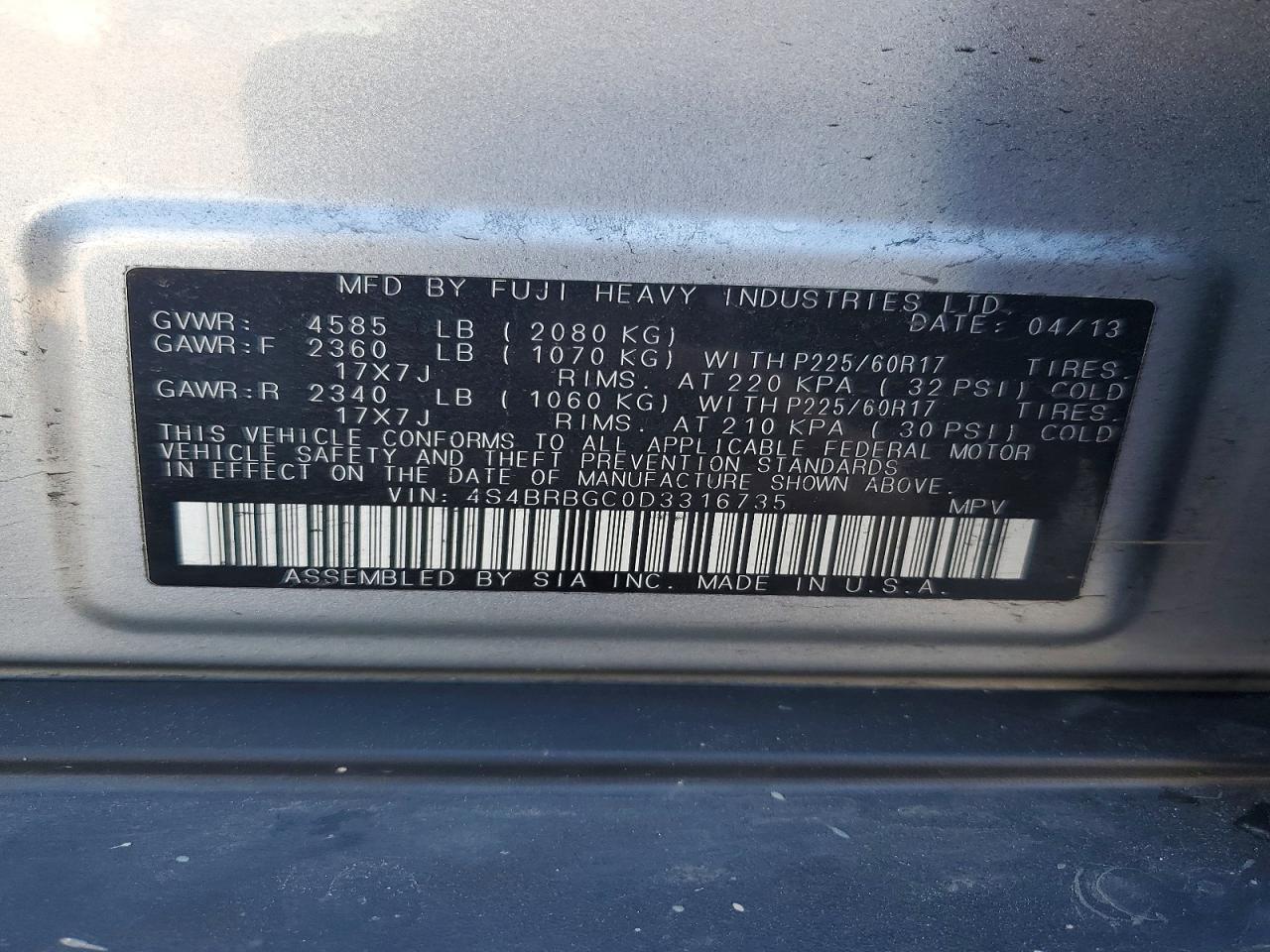 2013 Subaru Outback 2.5I Premium - zdjęcie 13