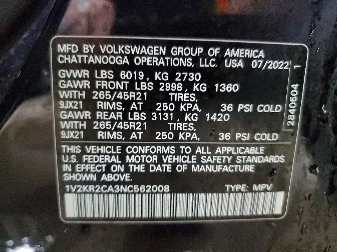 2022 Volkswagen Atlas Se - zdjęcie 13