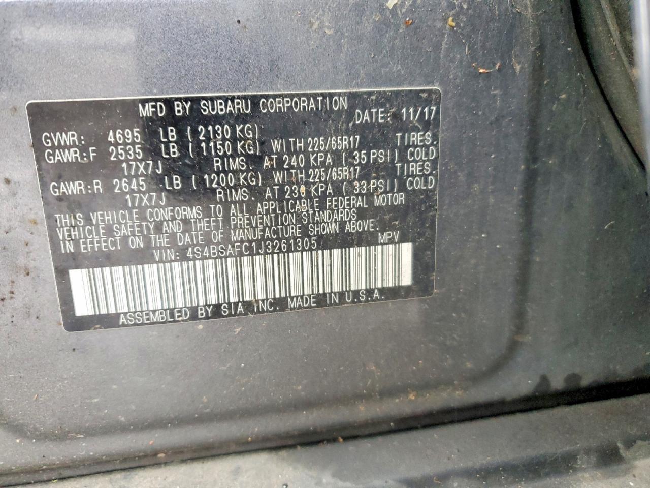 2018 Subaru Outback 2.5I Premium - zdjęcie 12