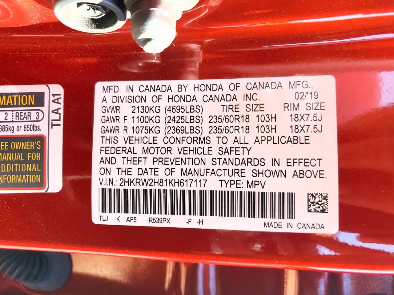 2019 Honda Cr-V Exl - zdjęcie 13