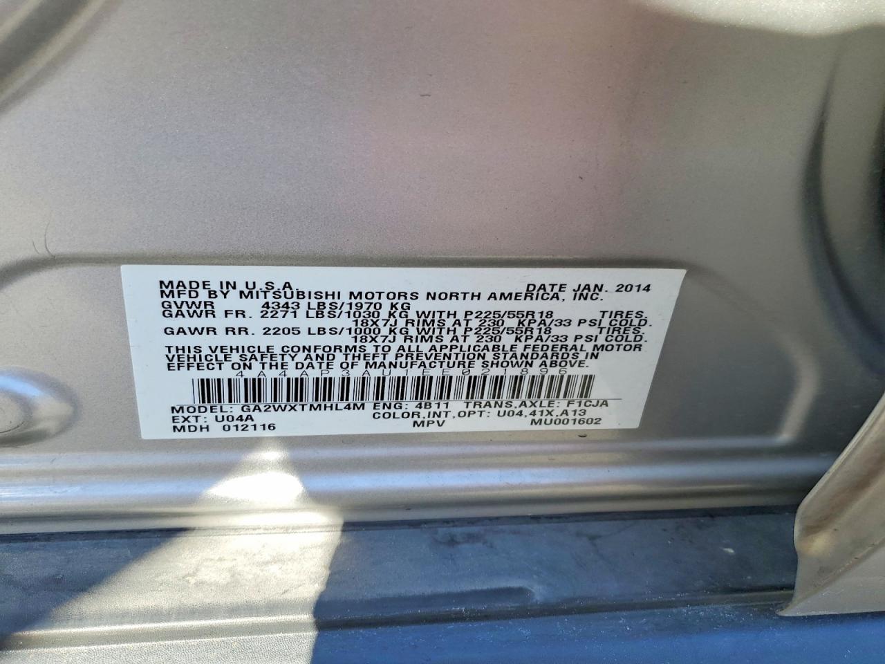2014 Mitsubishi Outlander Sport Es - zdjęcie 12