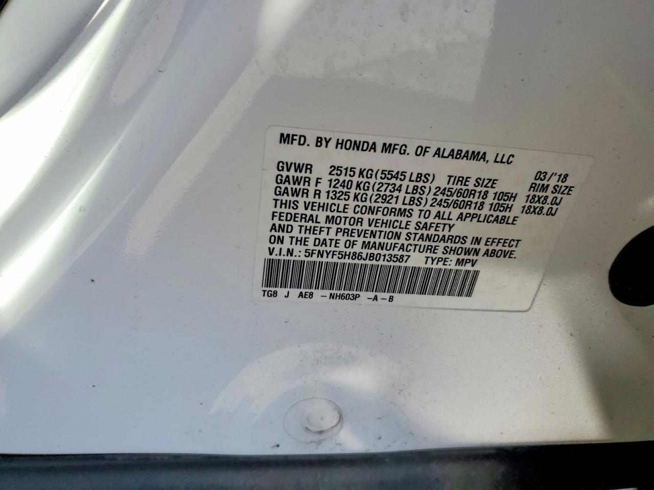 2018 Honda Pilot Exl - zdjęcie 13