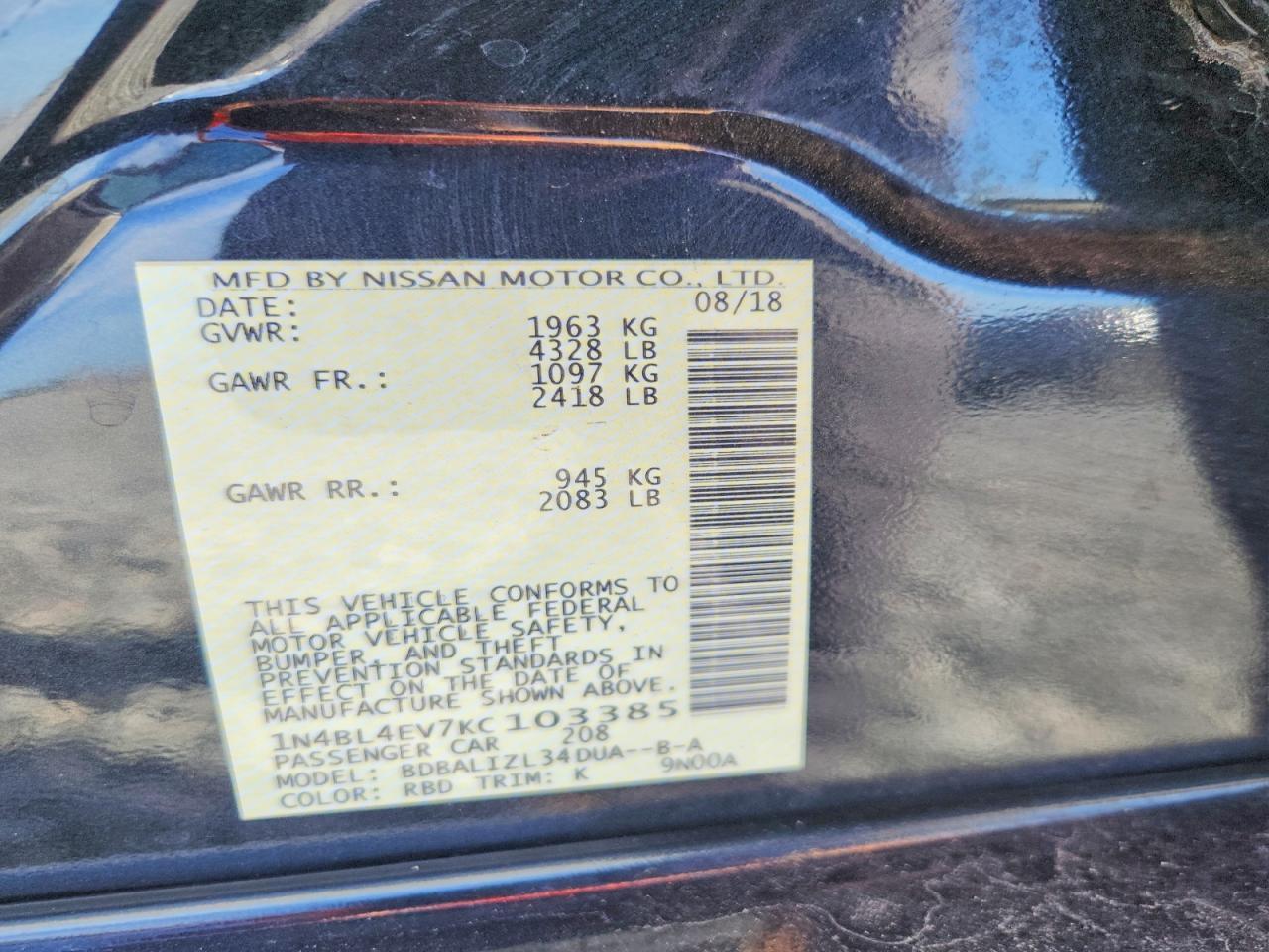 2019 Nissan Altima Sl - zdjęcie 12