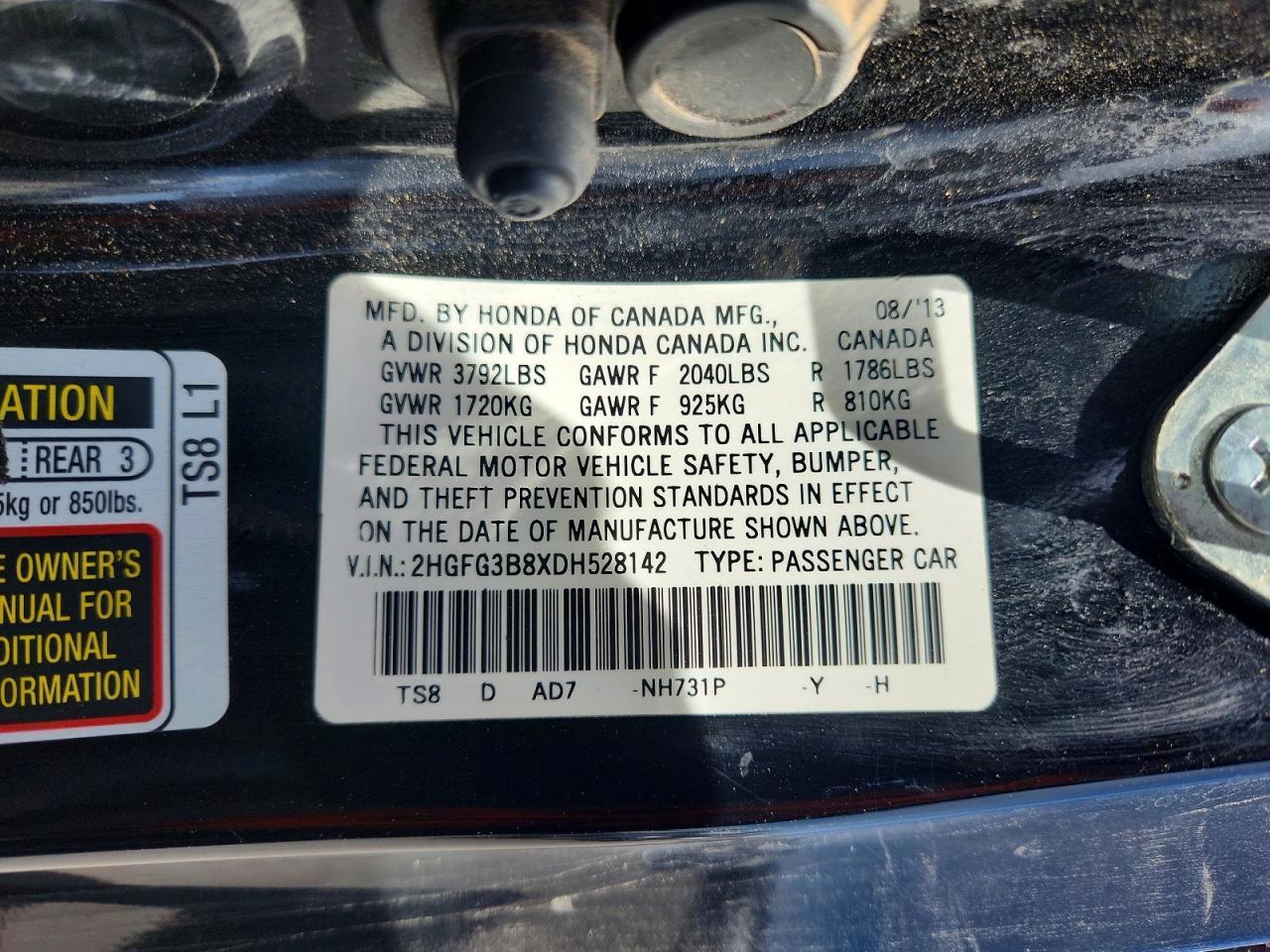2013 Honda Civic Ex - zdjęcie 12