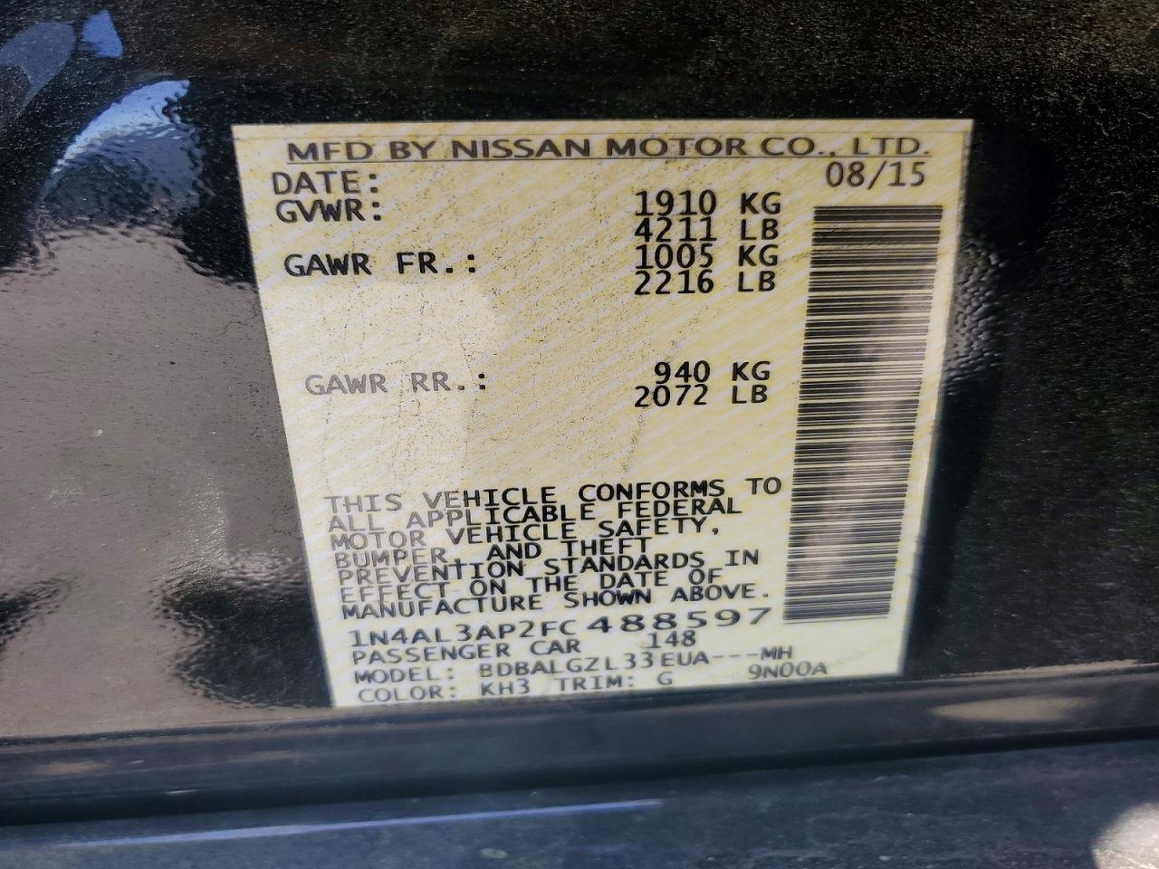 2015 Nissan Altima 2.5 S - zdjęcie 12