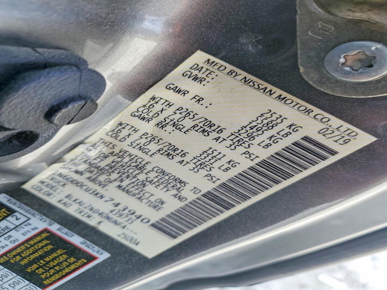 2019 Nissan Frontier Sv V6 - zdjęcie 12