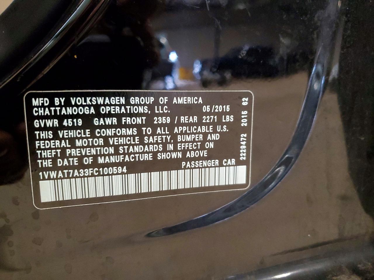 2015 Volkswagen Passat S - zdjęcie 12