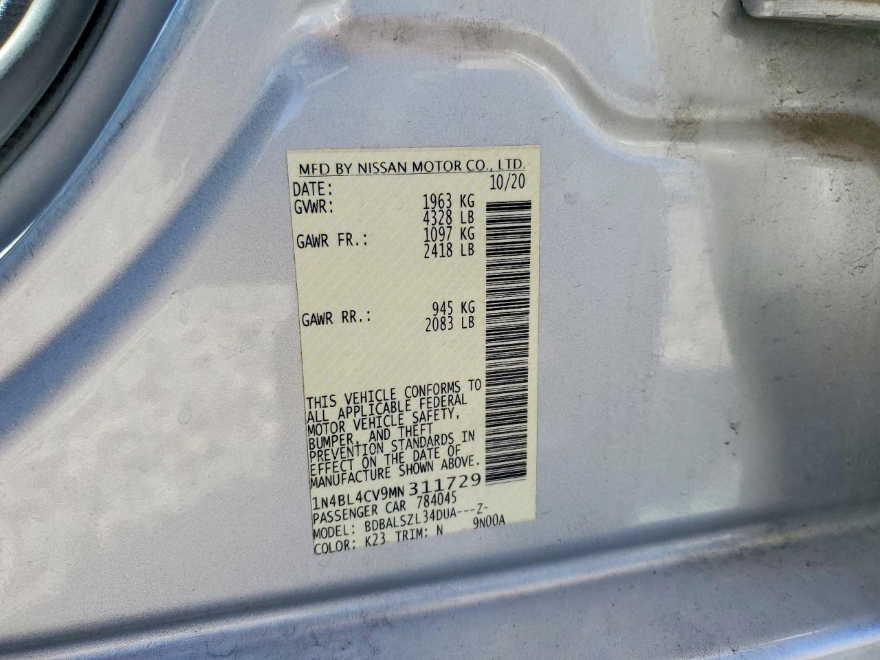 2021 Nissan Altima Sr - zdjęcie 12