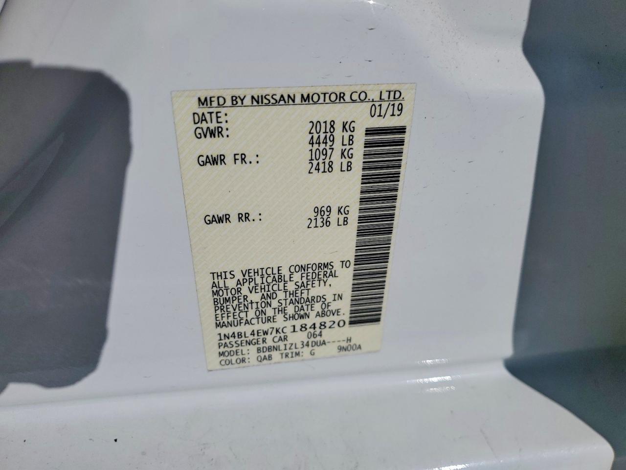 2019 Nissan Altima 2.5 Sl - zdjęcie 12