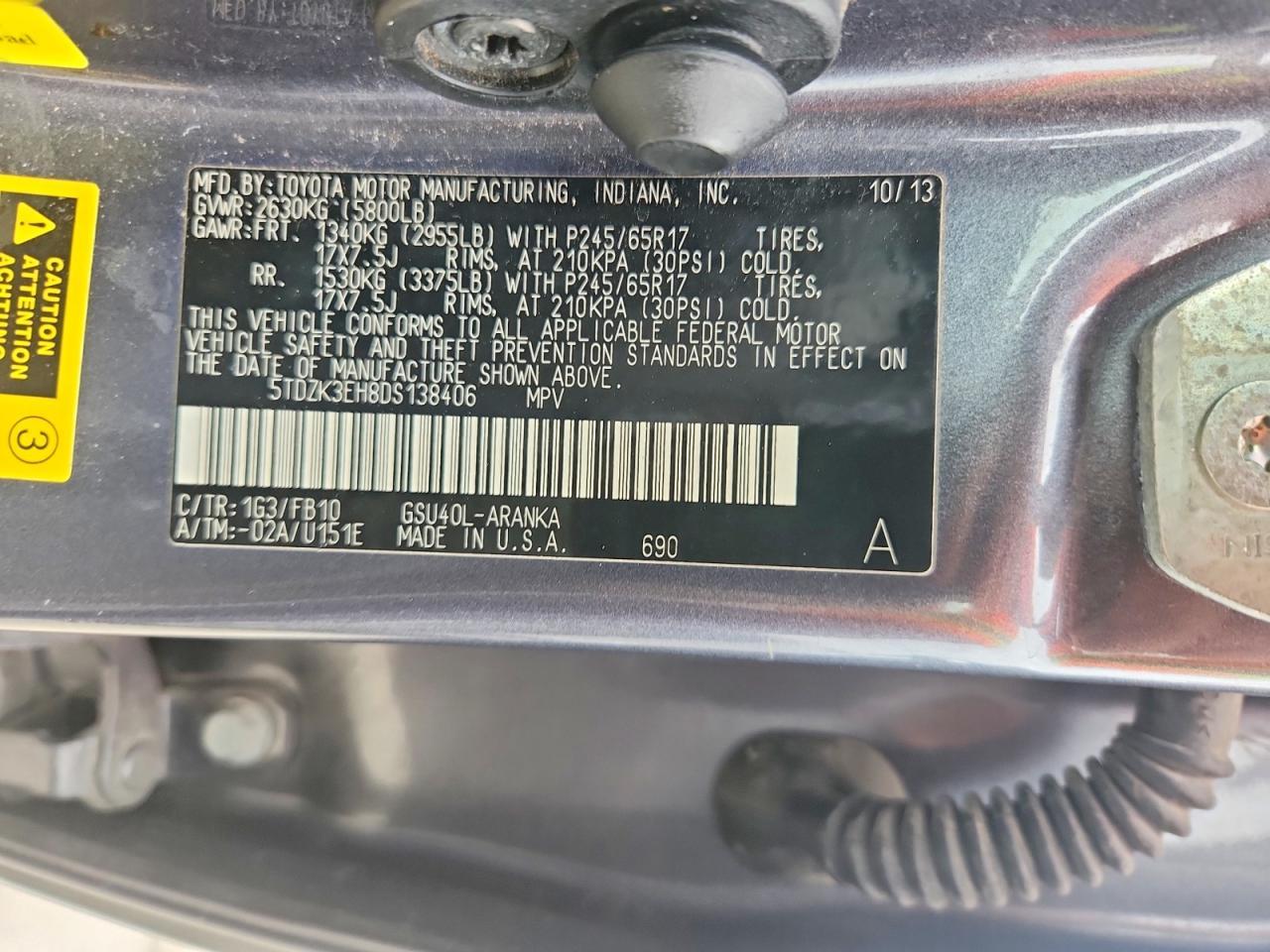 2013 Toyota Highlander Base - zdjęcie 12