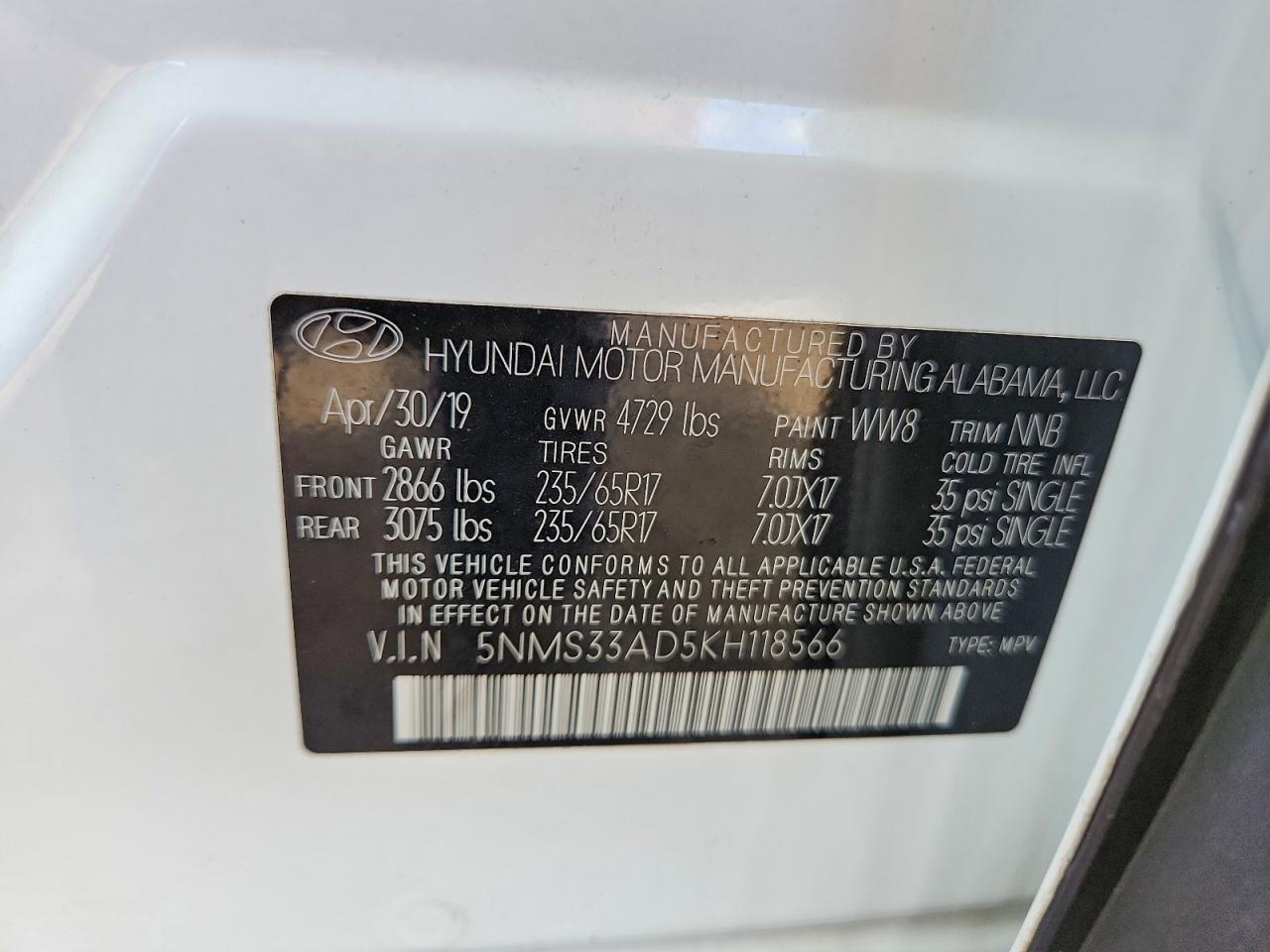 2019 Hyundai Santa Fe Sel 2.4L - zdjęcie 12