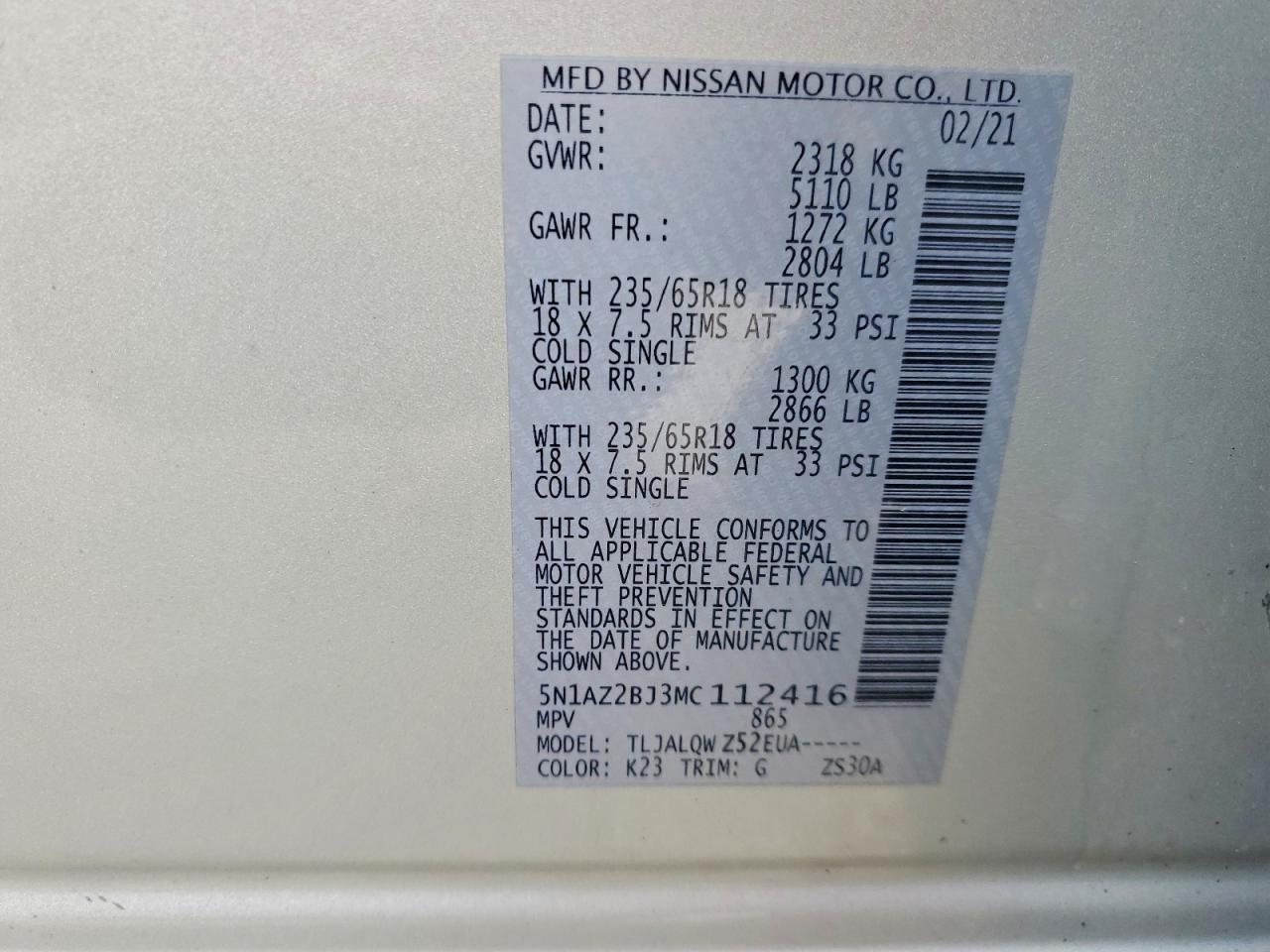 2021 Nissan Murano Sv - zdjęcie 13