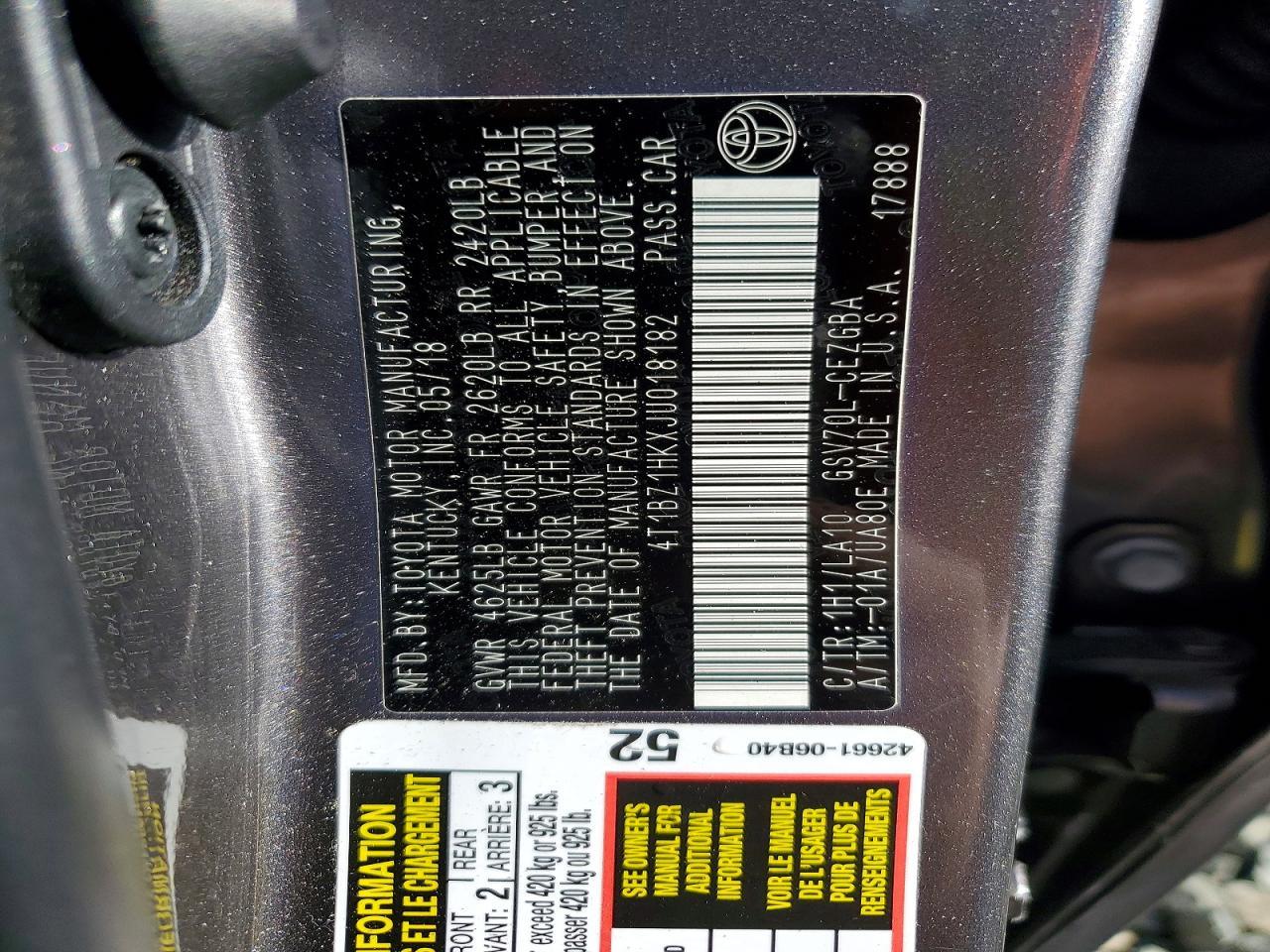 2018 Toyota Camry Xle V6 - zdjęcie 12