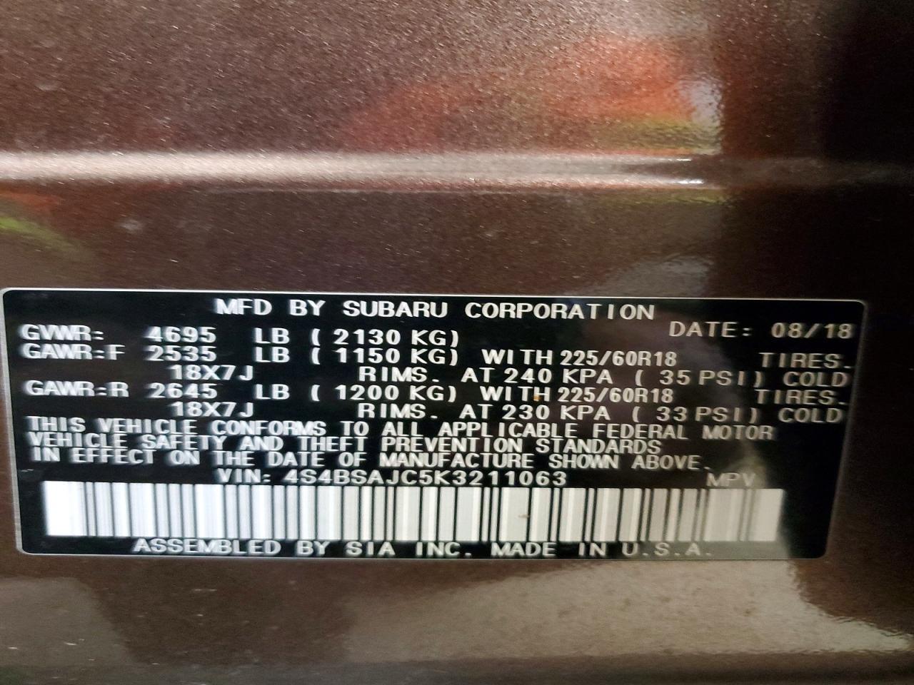 2019 Subaru Outback 2.5I Limited - zdjęcie 13