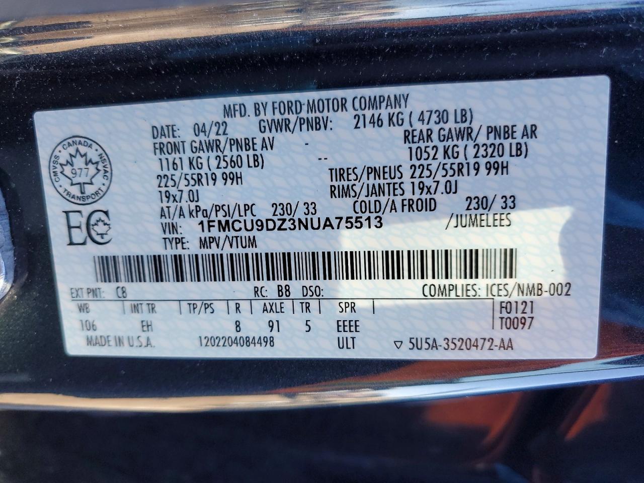 2022 Ford Escape Titanium - zdjęcie 13