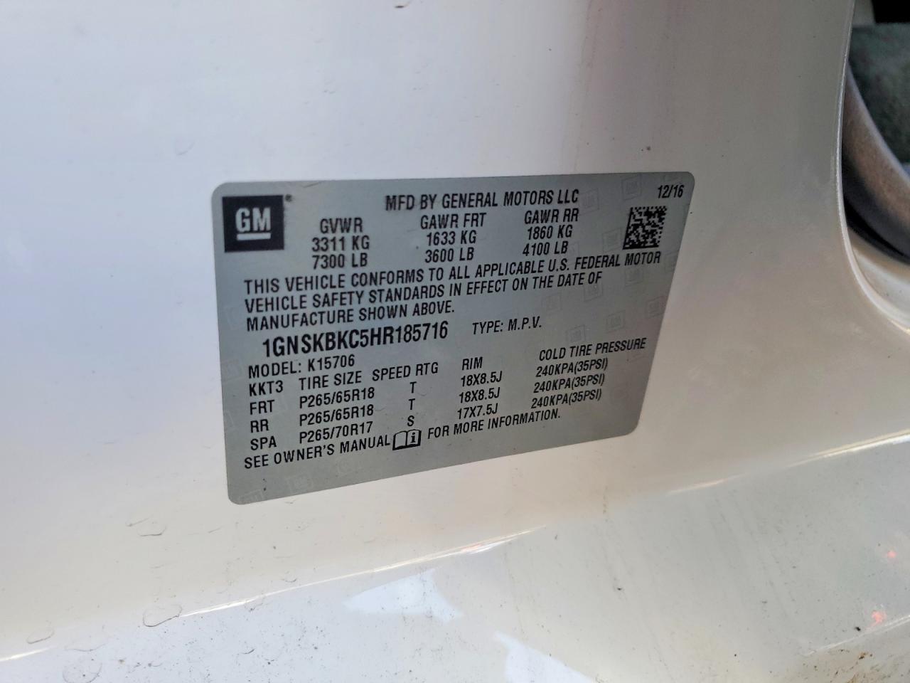 2017 Chevrolet Tahoe K1500 Lt - zdjęcie 13