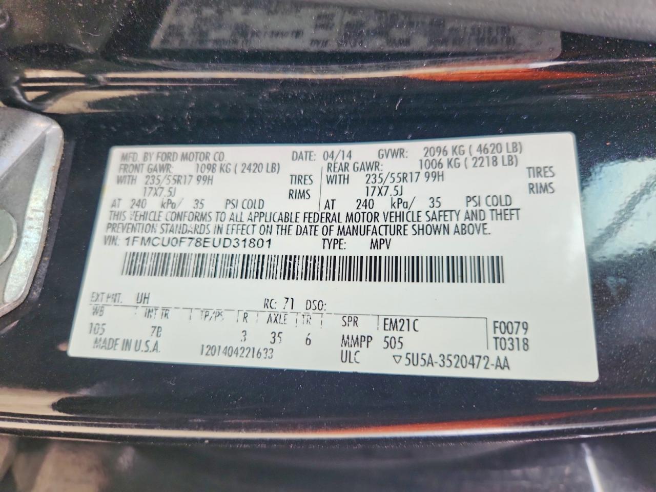 2014 Ford Escape S - zdjęcie 12