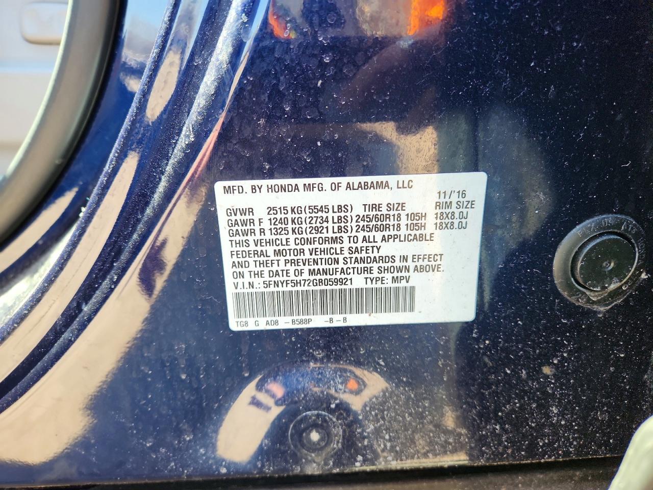 2016 Honda Pilot Exln - zdjęcie 14