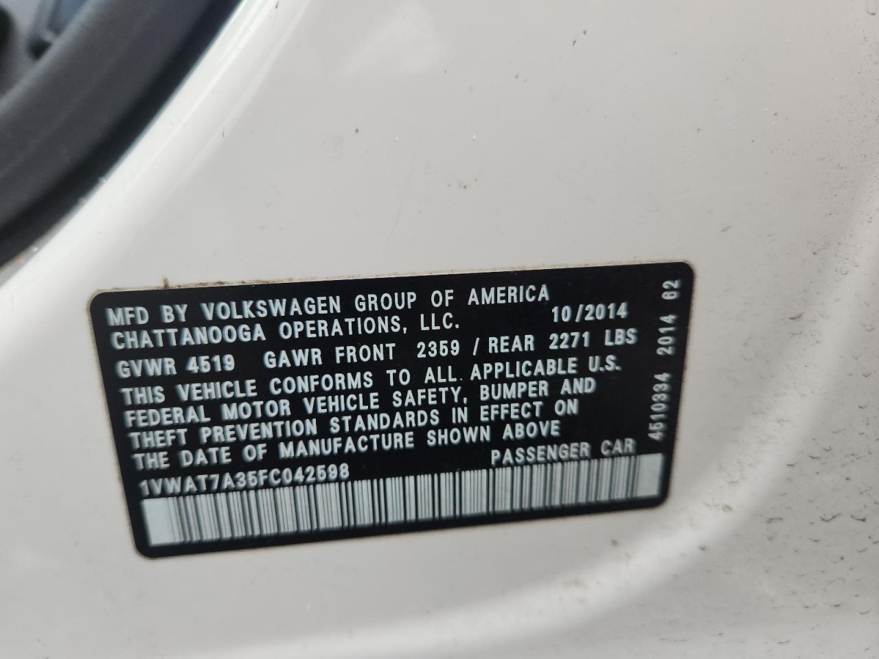 2015 Volkswagen Passat S - zdjęcie 12