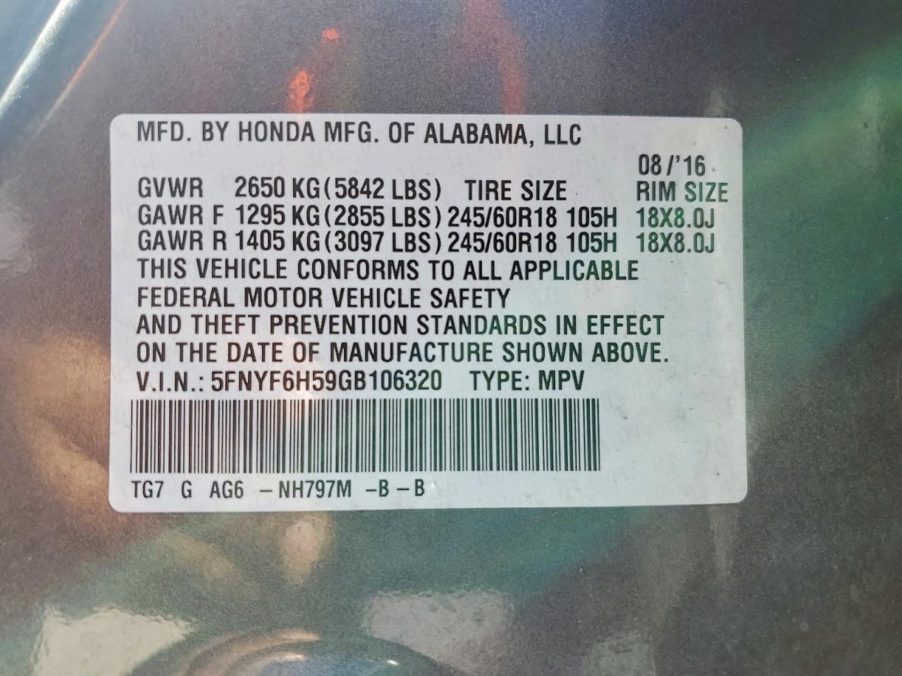 2016 Honda Pilot Exl - zdjęcie 14