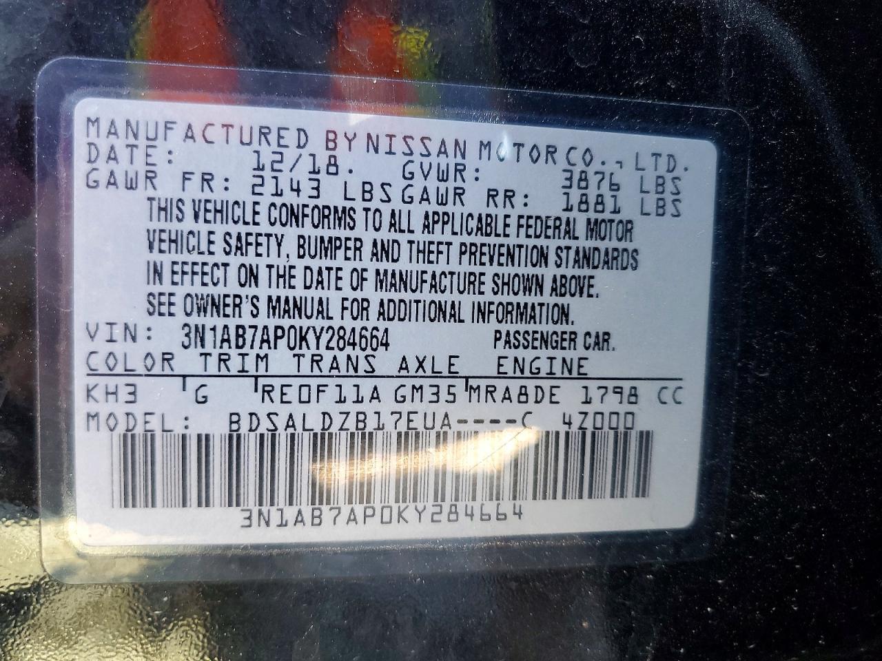 2019 Nissan Sentra Sv - zdjęcie 12