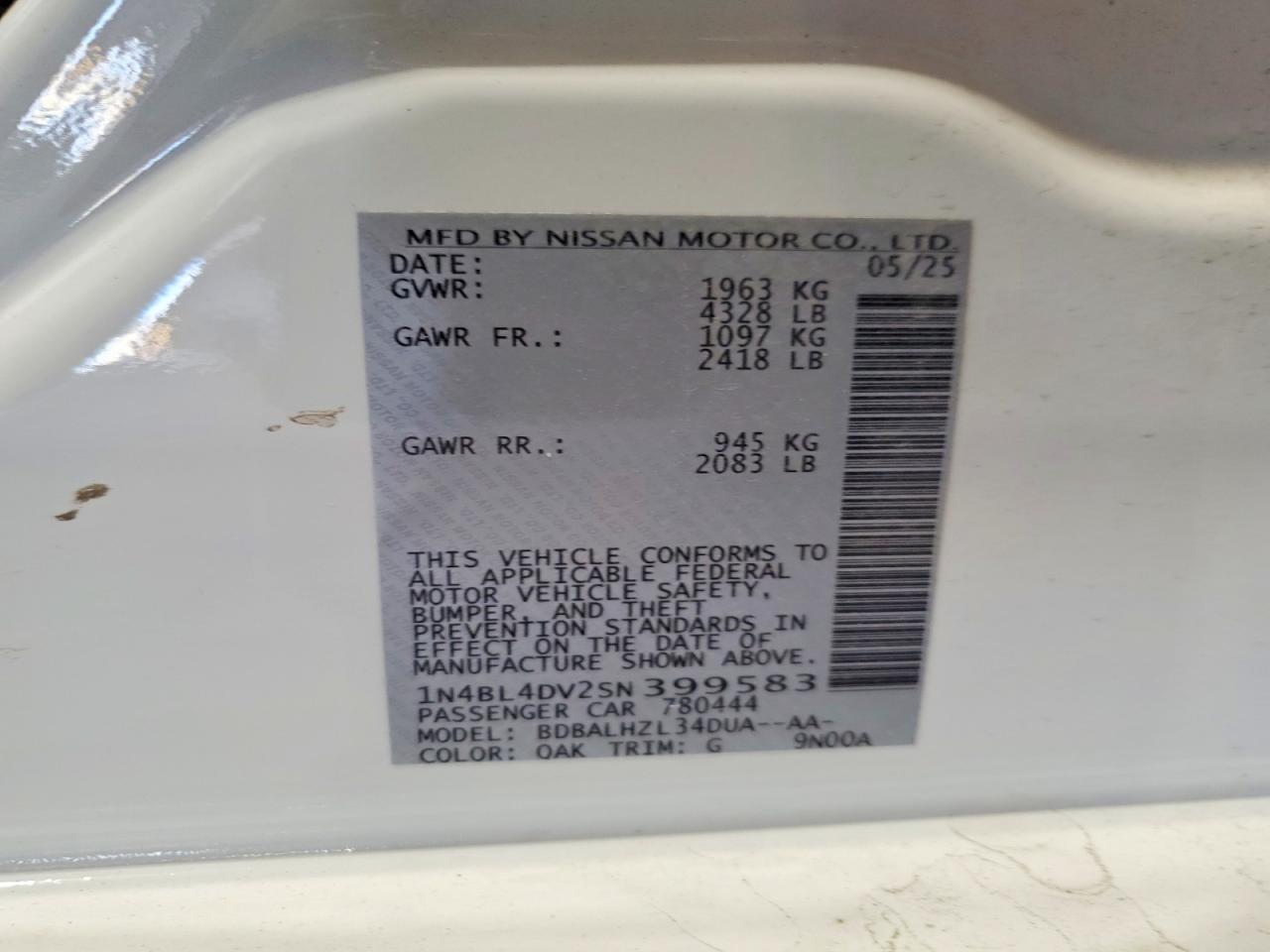 2025 Nissan Altima Sv - zdjęcie 13