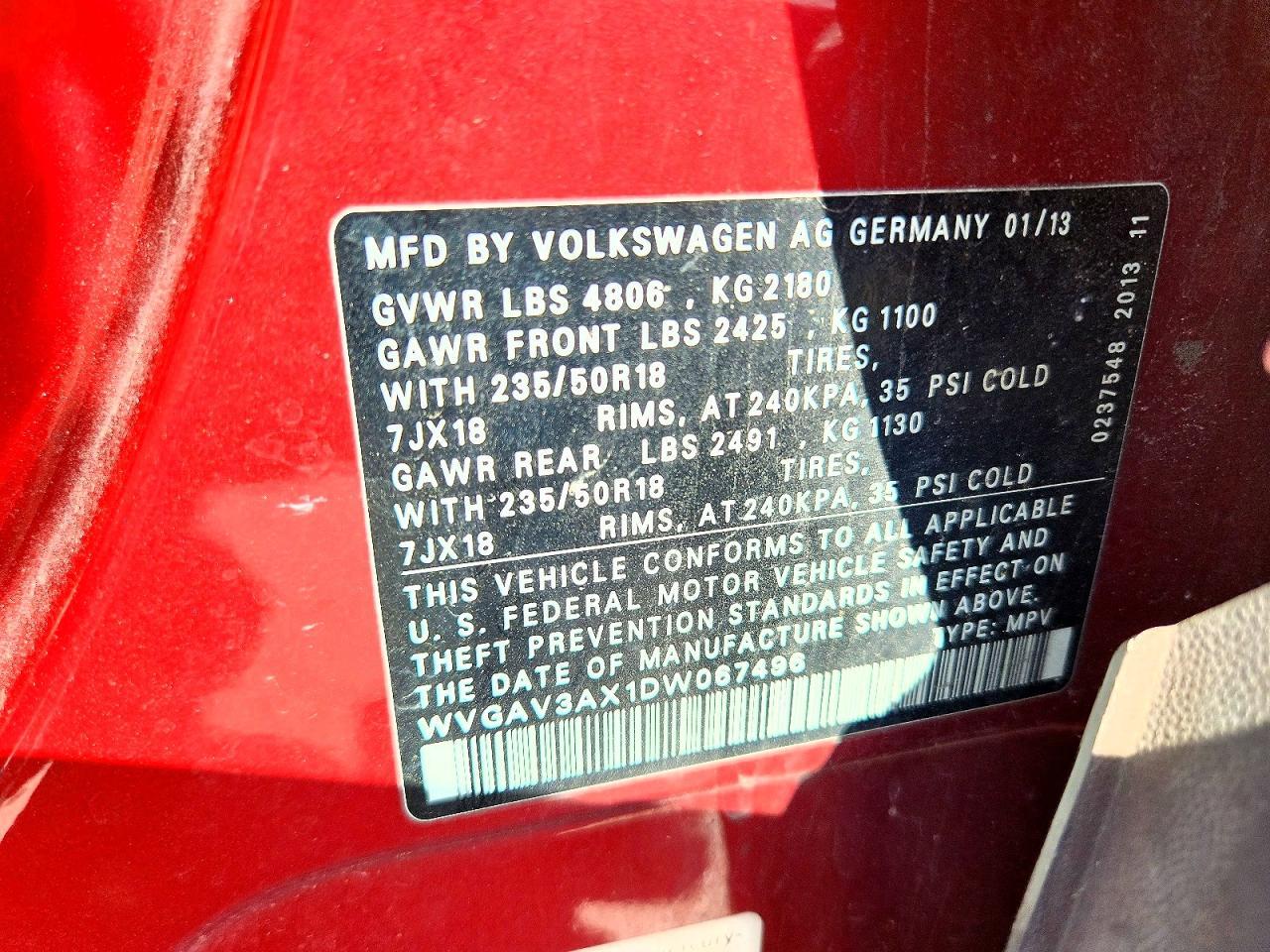 2013 Volkswagen Tiguan S - zdjęcie 13