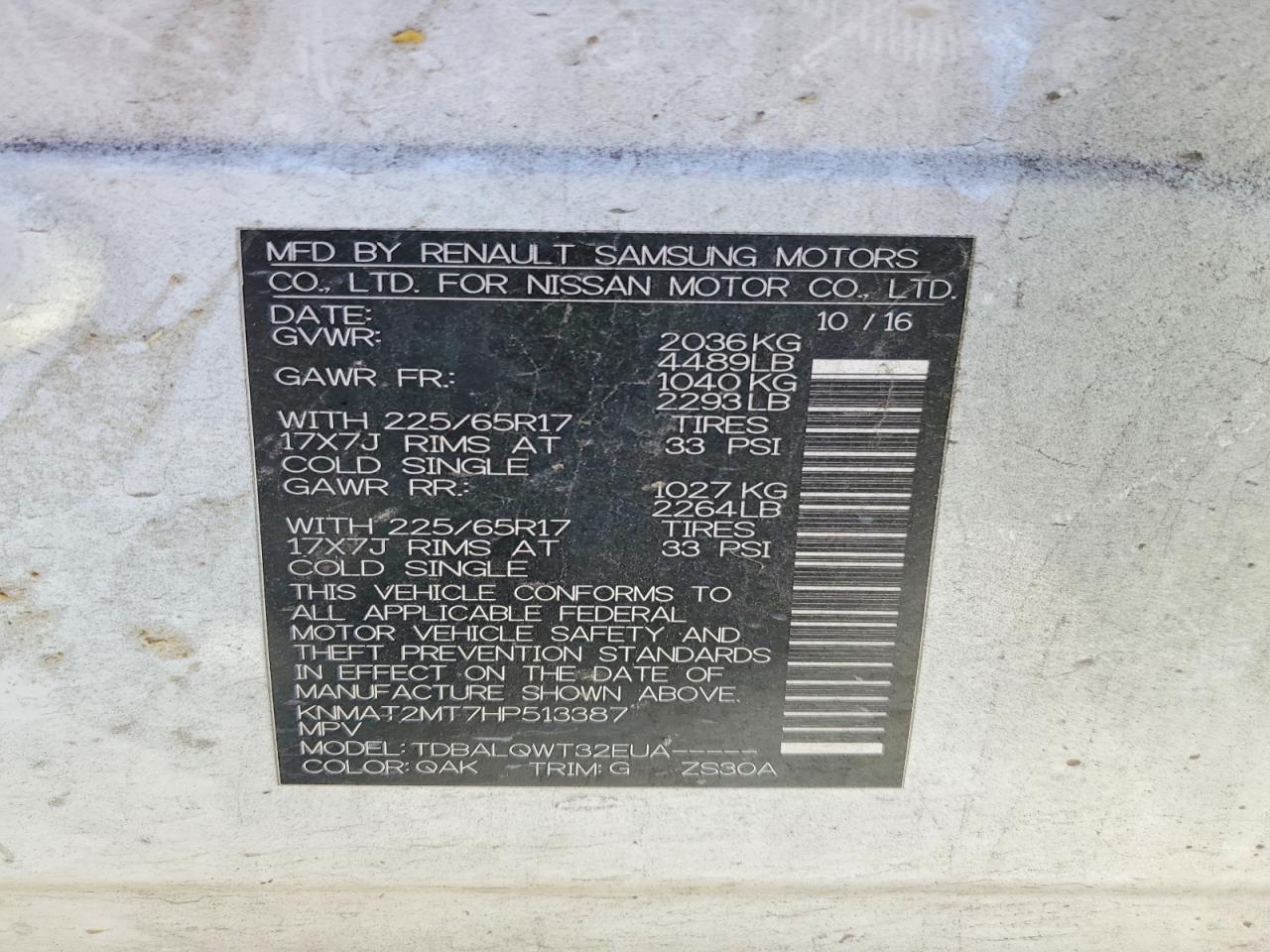 2017 Nissan Rogue Sv - zdjęcie 13