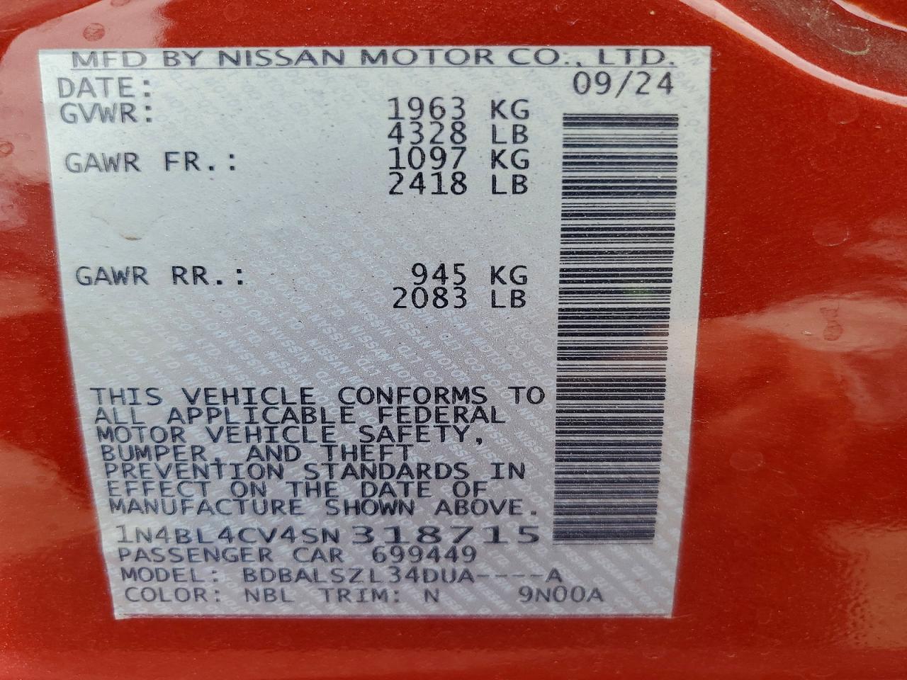 2025 Nissan Altima 2.5 Sr - zdjęcie 23