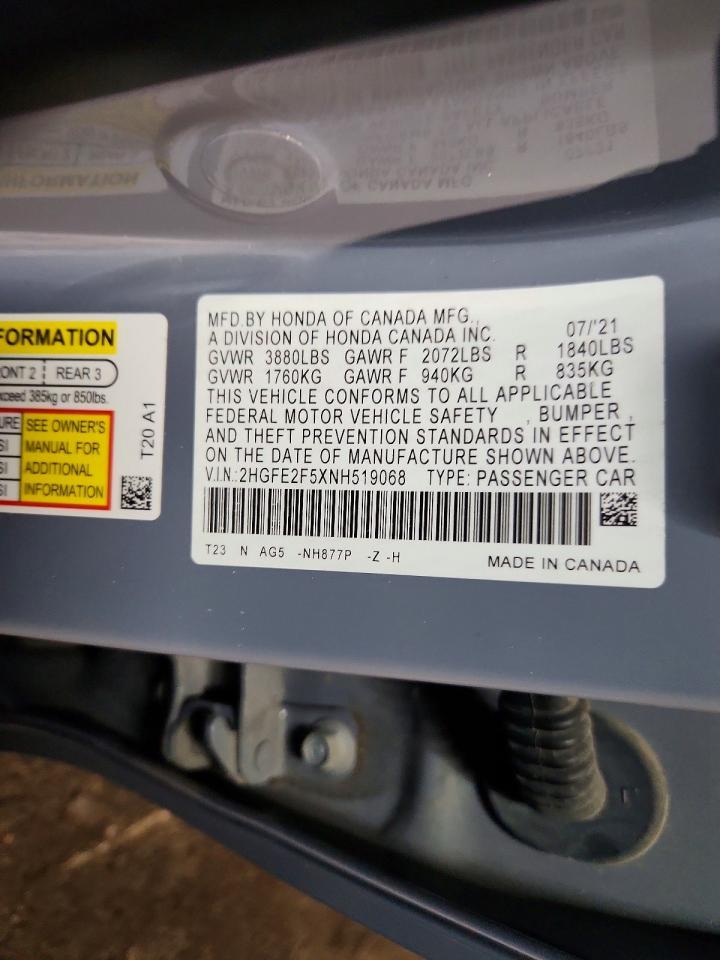 2022 Honda Civic Sport - zdjęcie 13