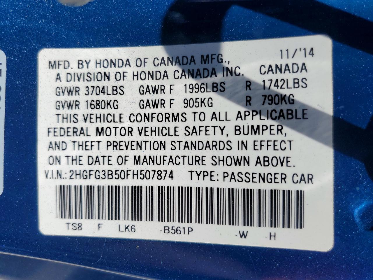 2015 Honda Civic Lx - zdjęcie 13