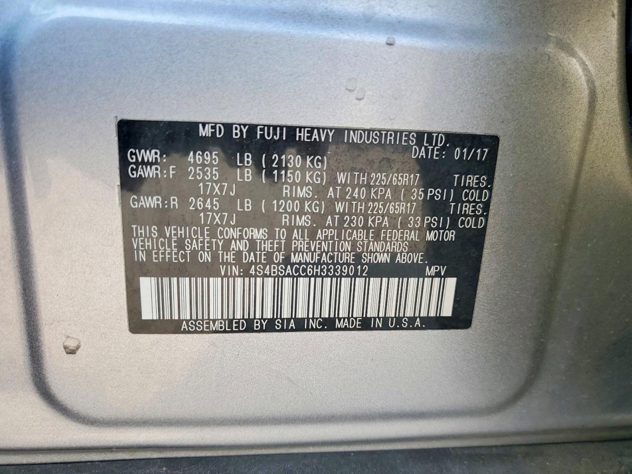 2017 Subaru Outback 2.5I Premium - zdjęcie 14