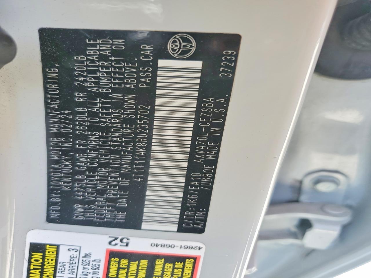 2024 Toyota Camry Se - zdjęcie 12