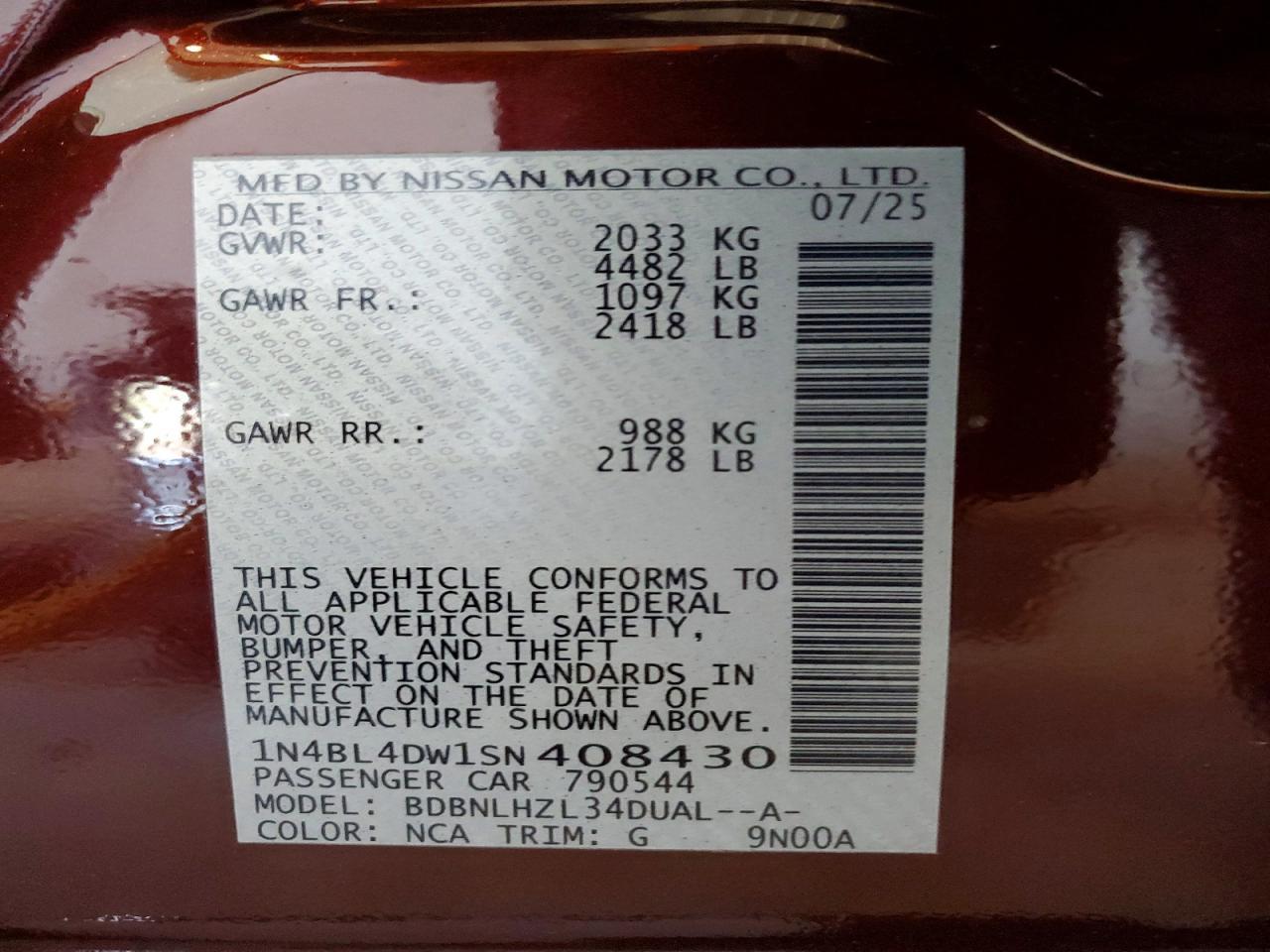 2025 Nissan Altima Sv - zdjęcie 12